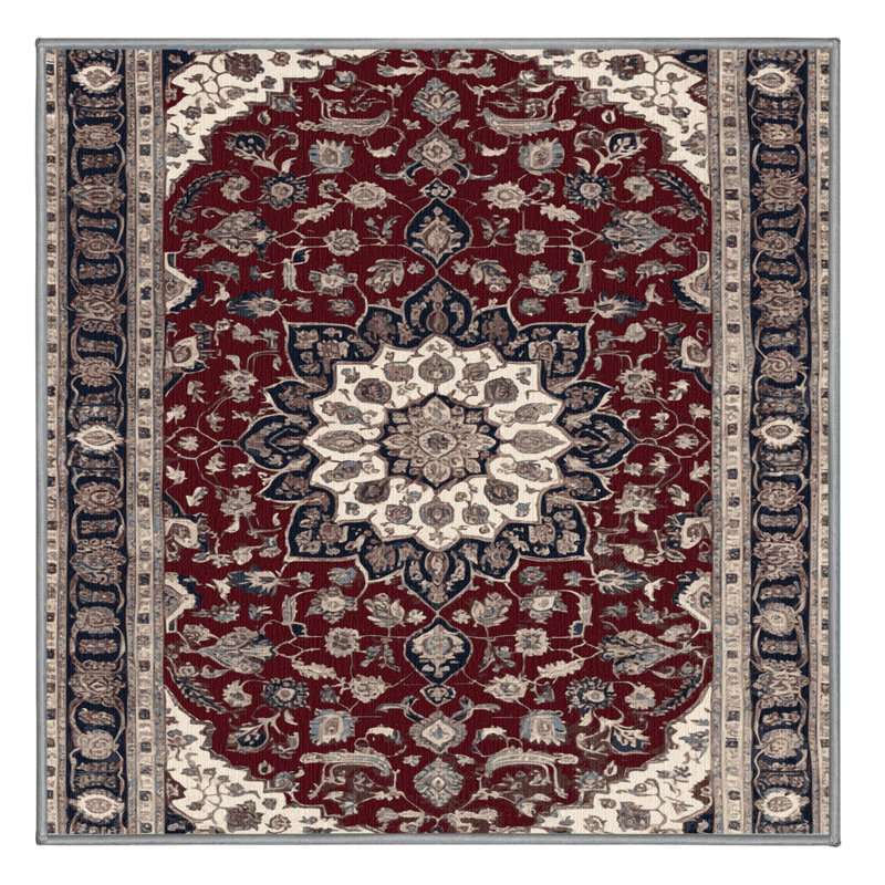 Machine Washable Persian Gray Area Rug, Square 3'