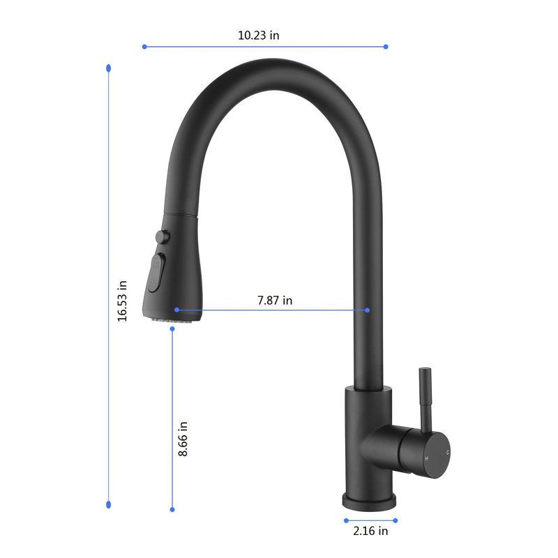 HHK HOME Pull Out Kitchen Faucet, Matte Black