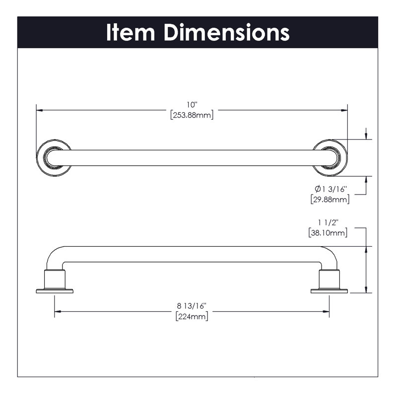 Bar / Handle Pull, Satin Nickel, 8 13/16"