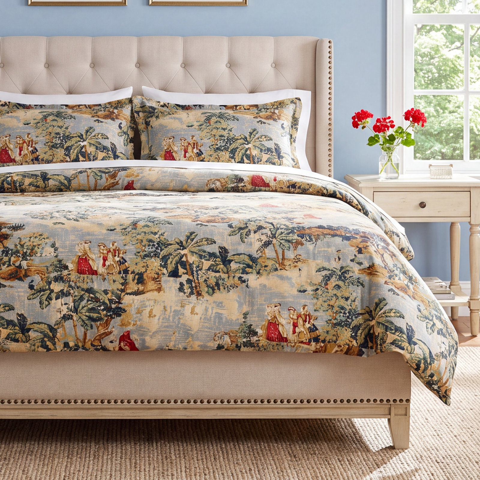 Provence Linen Comforter Set, King Comforter + 2 King Shams