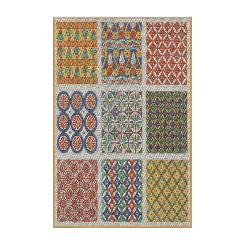Tapis vert/bleu/rouge tissé à la machine, Rectangle 7 pi x 10 pi