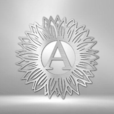Personalized Sunflower Initial Steel Sign Steel Art Wall Metal Decor