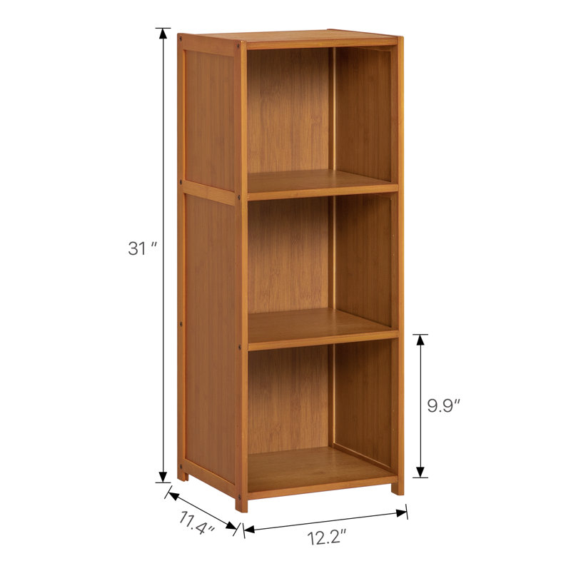 Brown Bamboo 3-Shelf Adjustable Modern Bookcase