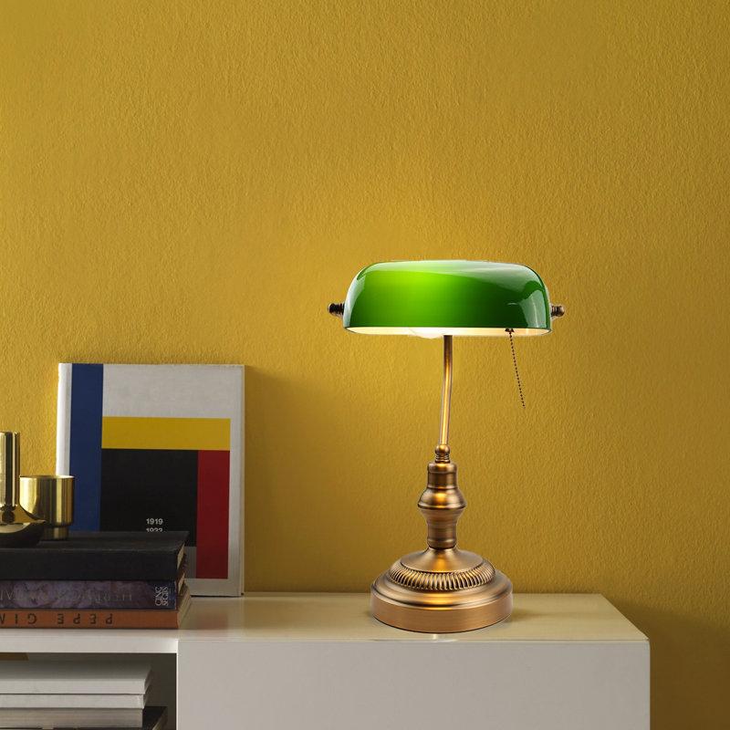 Lampe de table Kandace, Vert, Antique Brass