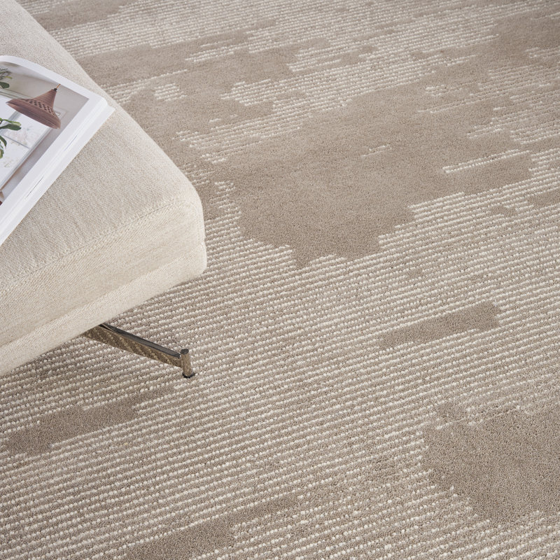 Laurene Abstract Area Rug in Taupe/Ivory, Rectangle 8'6" x 11'6"