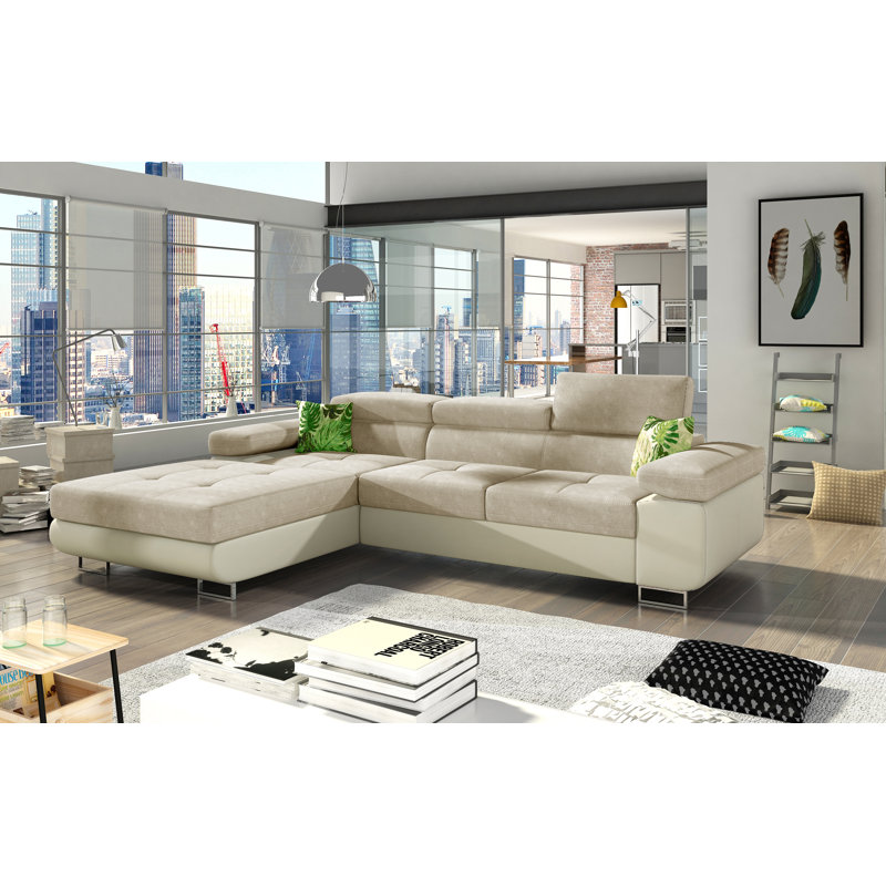 Marni 4 Seater Sofa Bed, Beige, Left Hand Facing