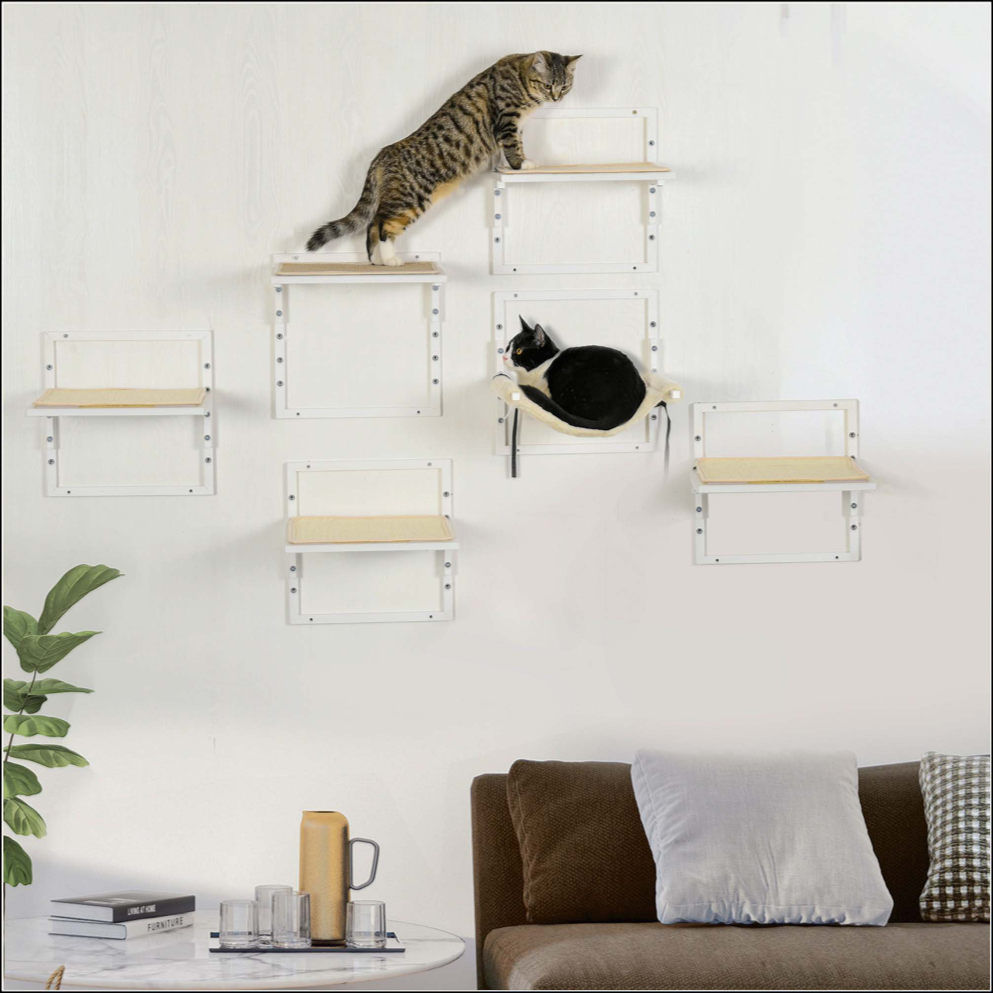 Tucker Murphy Pet™ 6-Pc Modern Cat Wall Shelves For Indoor Cats, Height