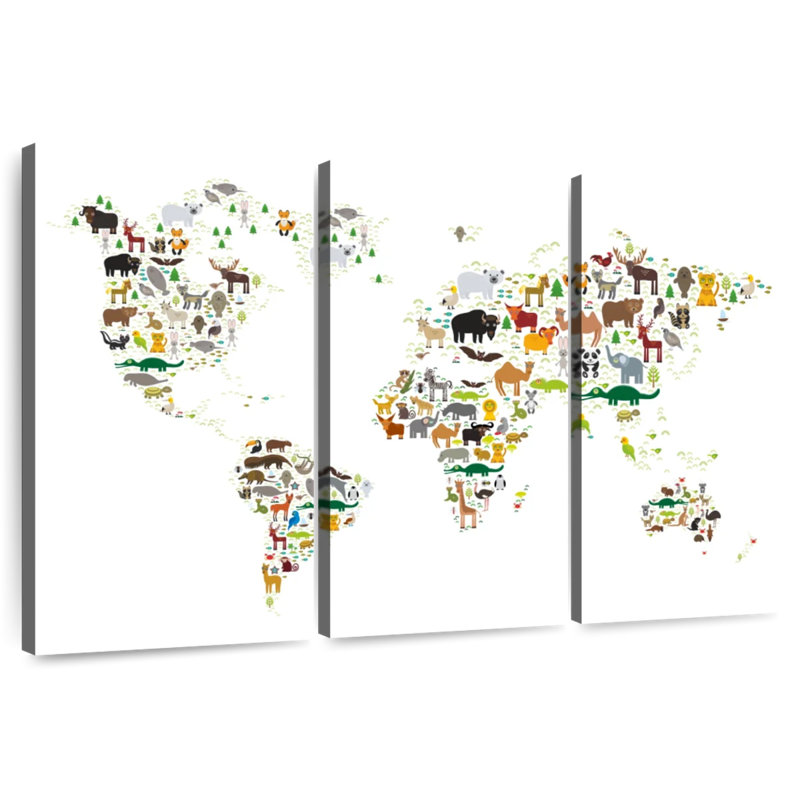 Carte du monde des animaux sauvages Ashelle, H 28 po x l 45 po