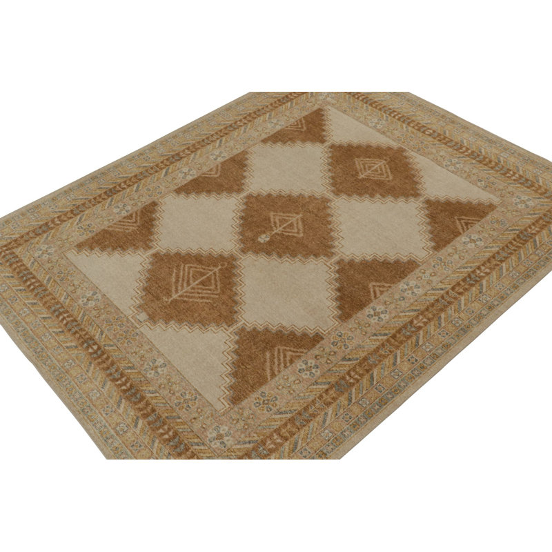 Distressed Hand Knotted Wool Area Rug, Rectangle 12' x 18'