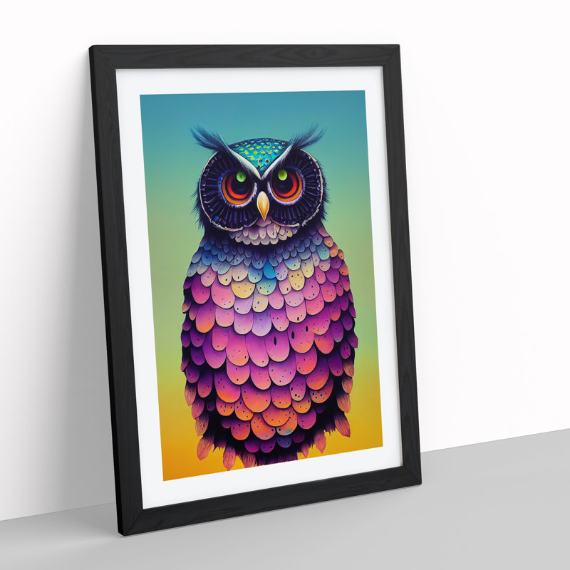 Owl - Framed Print, Black, 64cm H x 46cm W x 2cm D