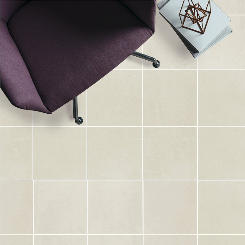 High Street 12'' W x 12'' L Porcelain Concrete Look Singular Tile, Cotton