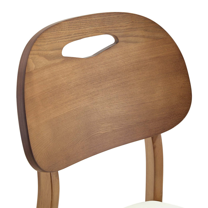 Chaises de salle à manger en bois massif avec coussins en polyuréthane blanc et dossiers creux, White