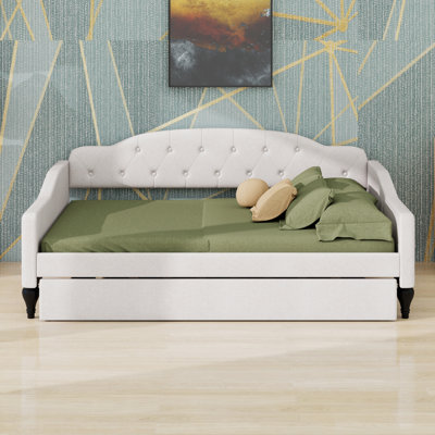 Upholstered Tufted Wooden Elegant Design Daybed With Trundle