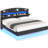 Floating Bed Frame King With Hidden Storage Headboard, Floating Led Bed Frame With Charging Station, Upholstered Leather Platform Bed With Storage-1402784286