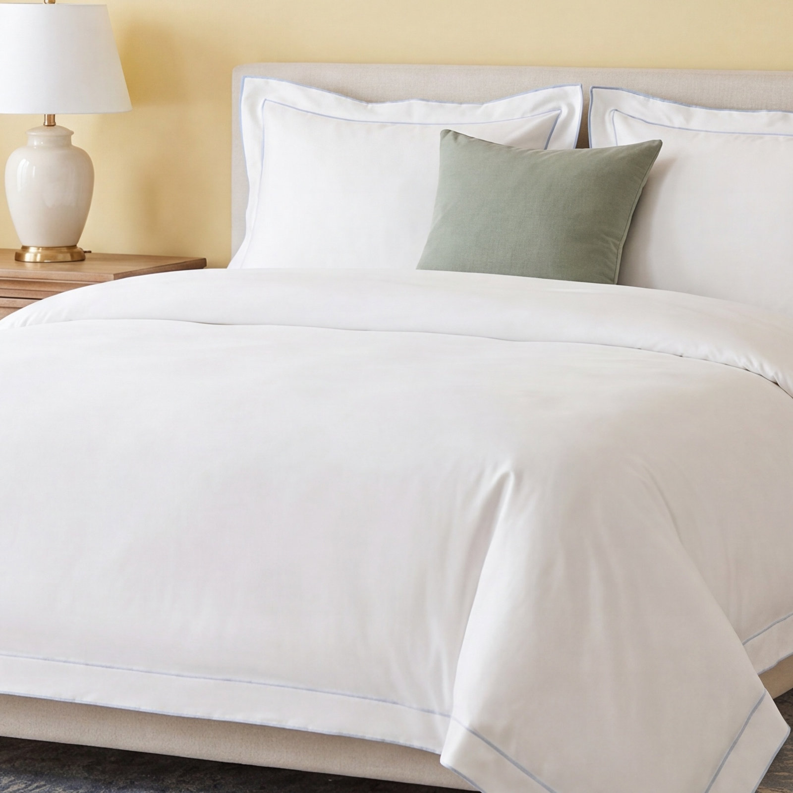 Evanston Cotton Duvet Cover Set, Blue, Twin Duvet Cover + 1 Standard Sham