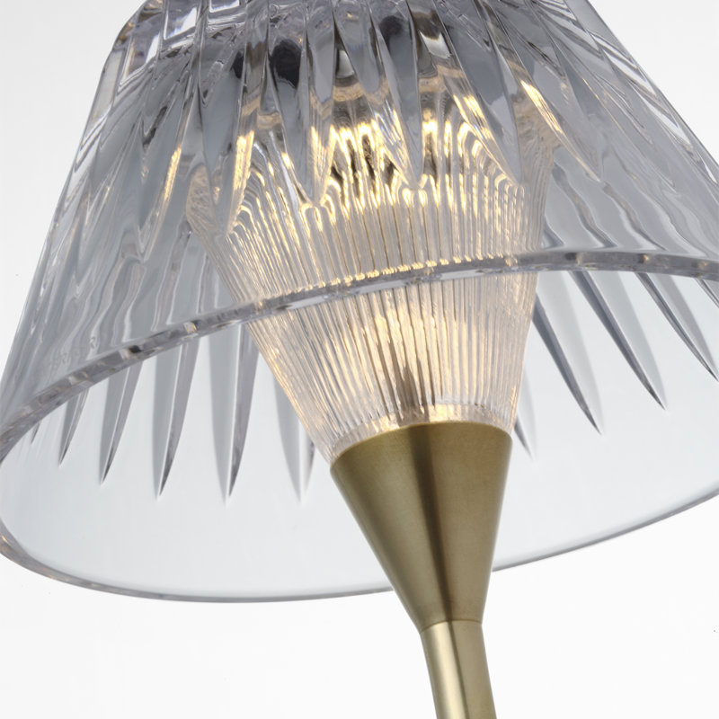 Waterford Blaze Rechargeable Table Lamp with Clear Crystal, 11.5" H x 5.75" W x 5.75" D, Gold