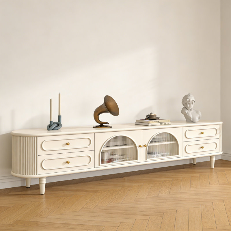 Meuble télé avec rangement minimaliste de style français, H 19,7 po x L 110,2 po x l 15,7 po