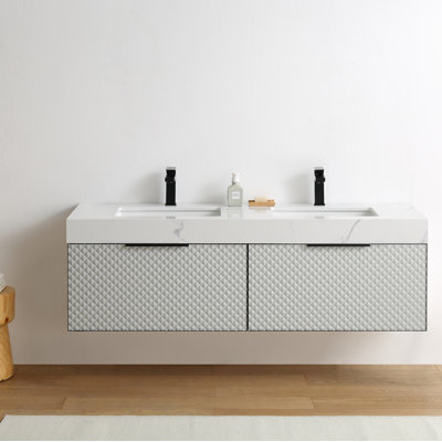 Diedrick 72'' Double Bathroom Vanity with Quartz Top