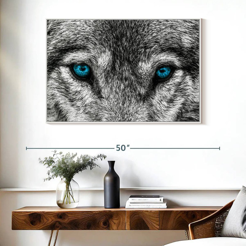 Loup frais, Cadre flottant blanc, 40 po x 27 po