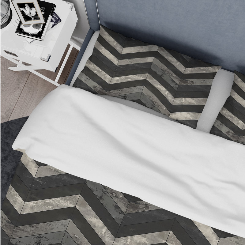 Ensemble de housse de couette moderne à chevrons gris Dynamic III, Housse de couette très grand et 2 très grandes t