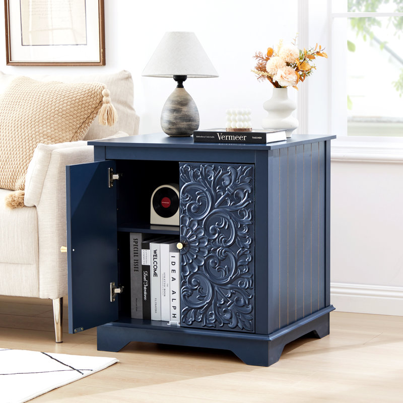 Grande armoire de table d'appoint en relief Farmhouse 25,59 po, Bleu