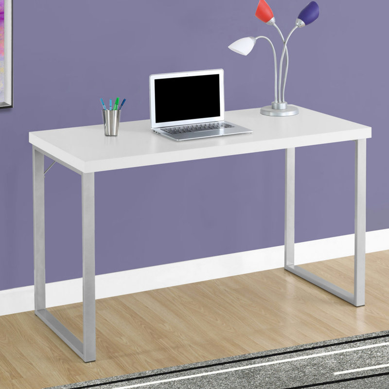 Bureau d'ordinateur, bureau personnel, ordinateur portable, L 48 po, travail, stratifié, métal gris, contemporain, moderne