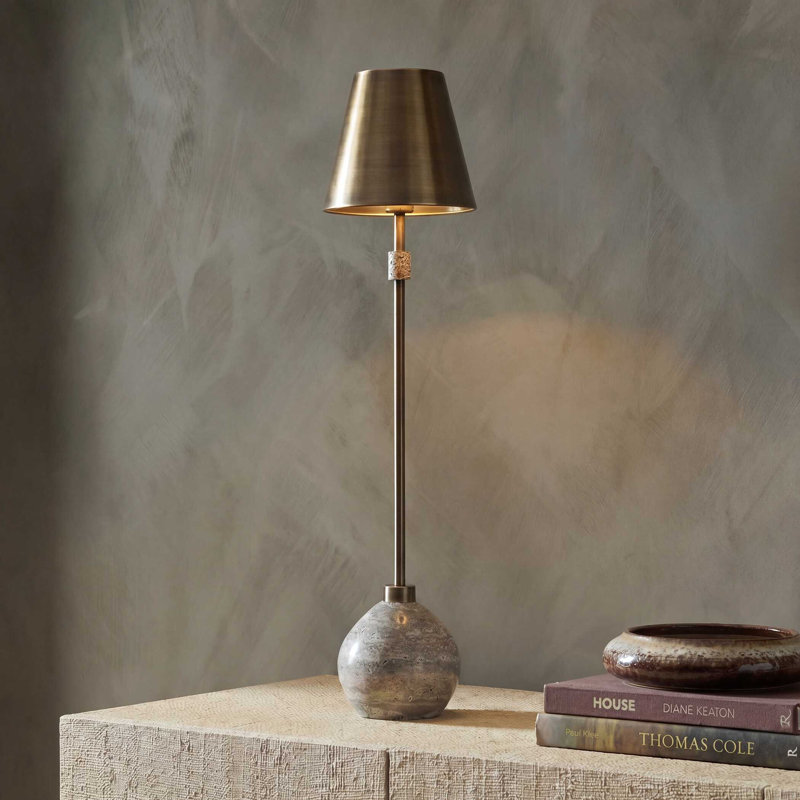 Lampe en travertin foncé Uttermost Jaycee