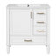 Meuble-lavabo en céramique blanche avec grand espace de rangement et design élégant pour salles de bains compactes