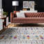 Tapis marocain clair tissé à la machine ivoire, beige, gris, bleu, orange et magenta Clair-431277680