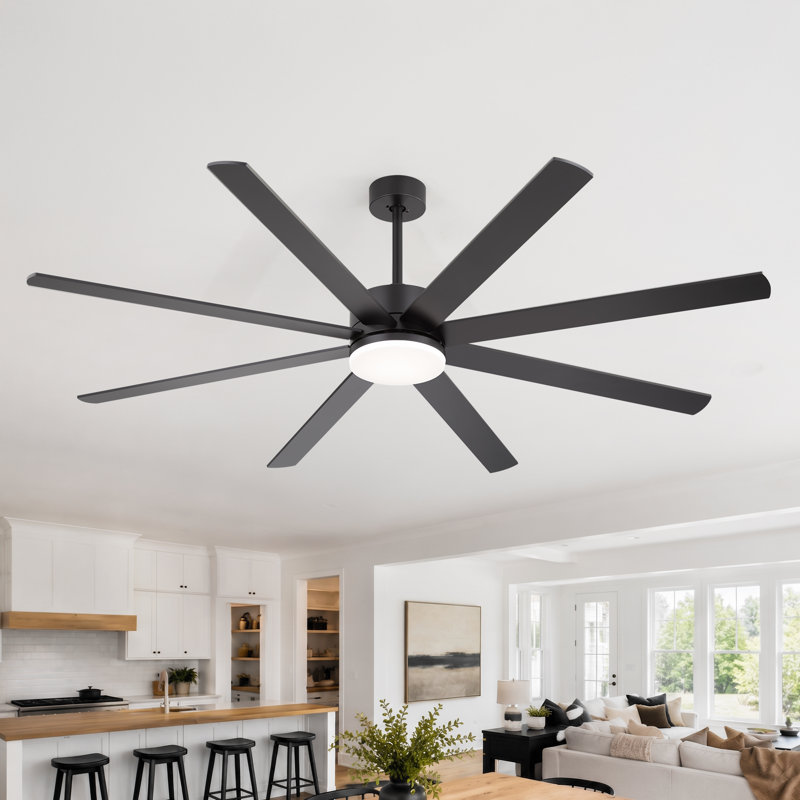 52"/72" Modern Ceiling Fan with Light and Remote Control, 6 Speeds DC Reversible Motor, 3 LED Colors, Timer, 72" Wide, Yes