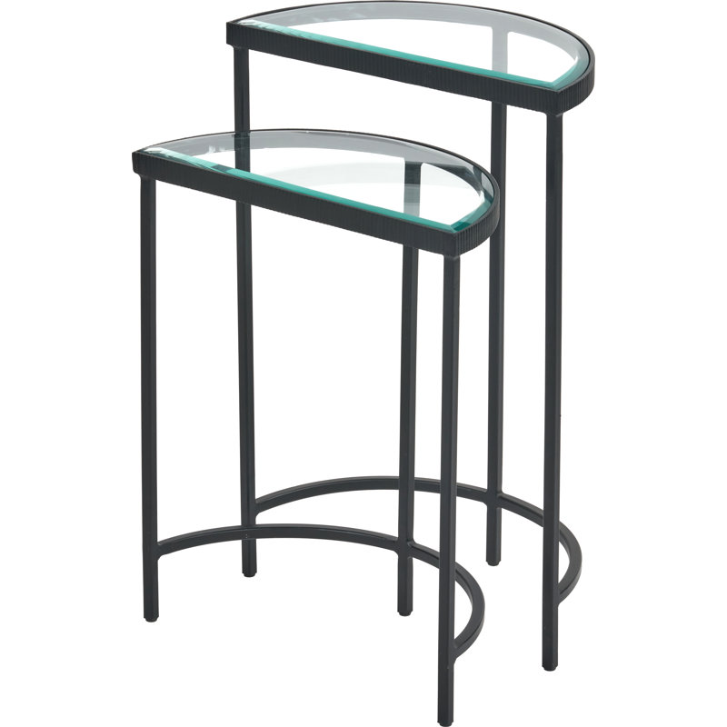 Silber Glass Top Frame Nesting Tables