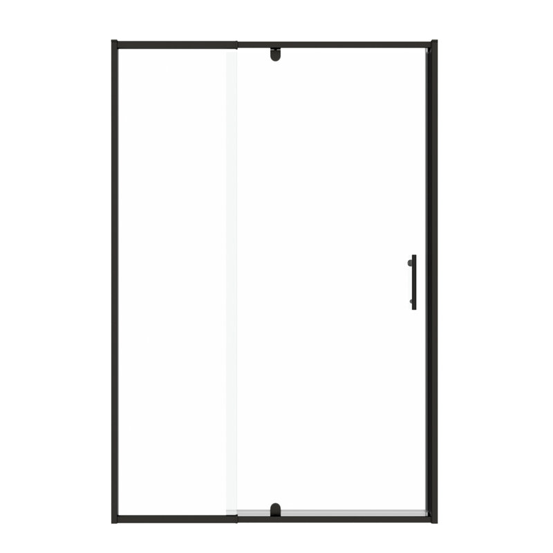 Porte de douche pivotante en verre pivotant de 38 à 42 po x 71 po, finition noir mat, verre trempé de 1/4 po, installation réversible, fermeture magnétique, porte à fuites exceptionnelles de 71 po, noire, universelle à gauche à droite,