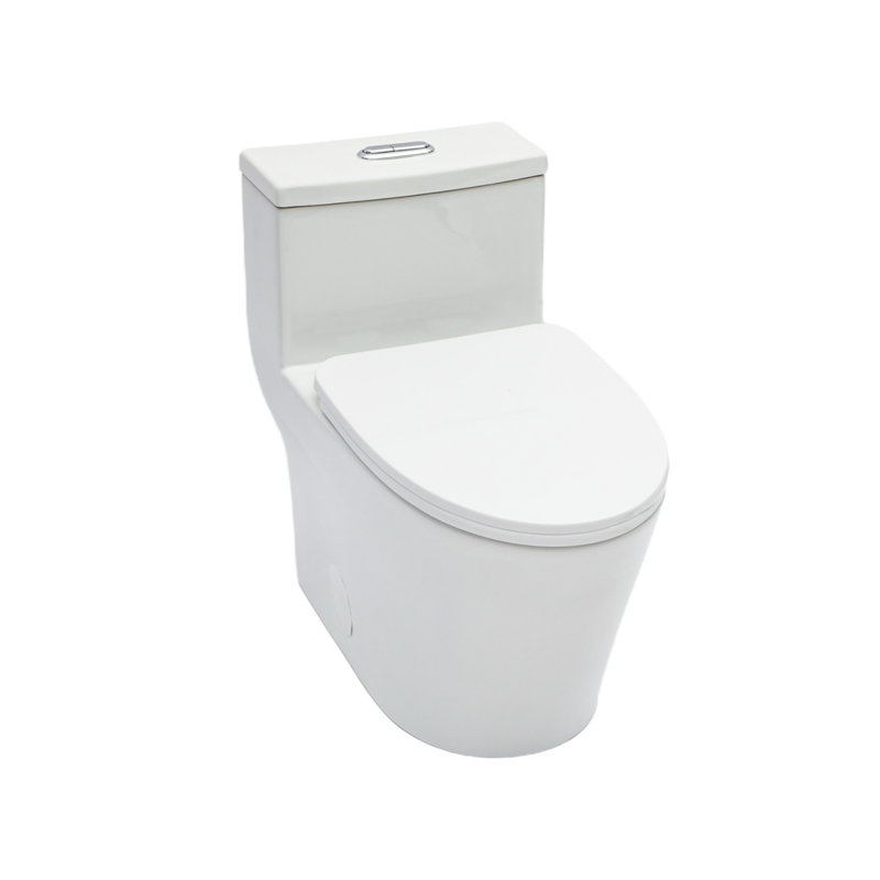Ceramic One-Piece Toilet, Suitable For Bathrooms, 12-Inch Crop Height, 1.24/1.43 Gallons Per Flush, Dual Flush, Slow-Close Toilet Seat, White