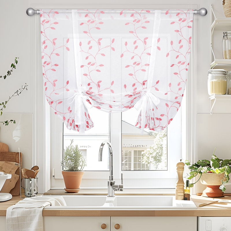 Rod Pocket Sheer Window Valance, Pink