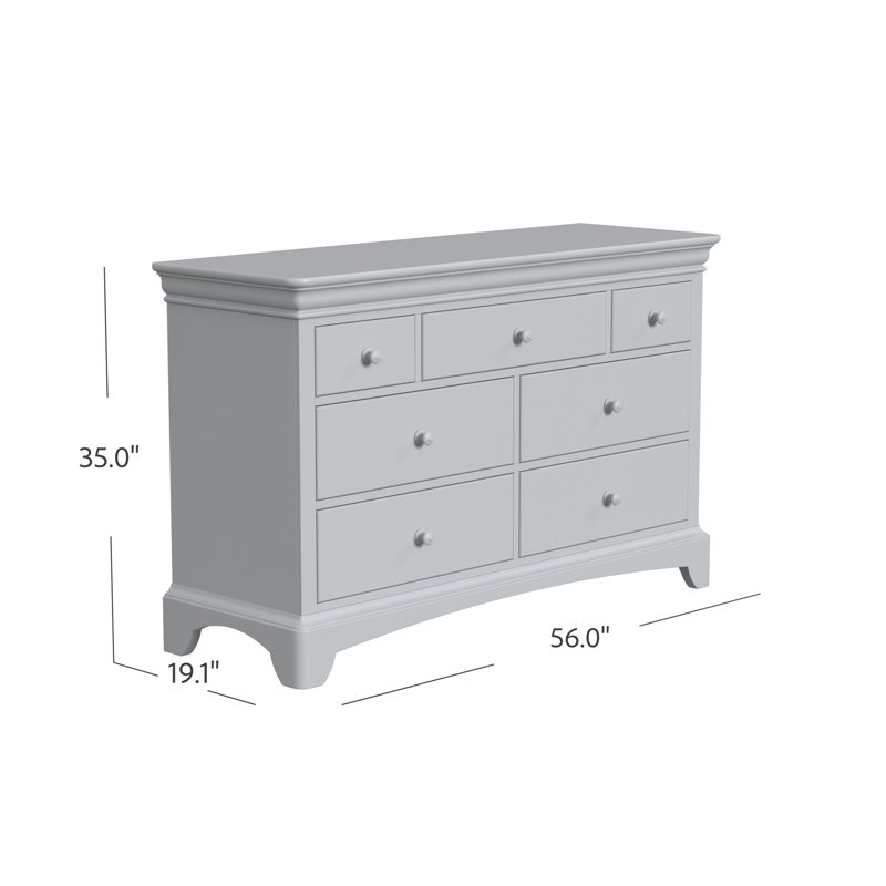 Neopolitan 7-drawer Dresser  , Soft Gray