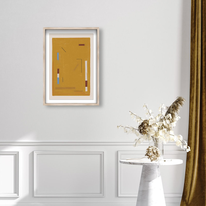 Oliver Gal Fractions in the Sun Abstract - Luxury Shadowbox Framed Wall Art, 38" H x 26" W, Cream
