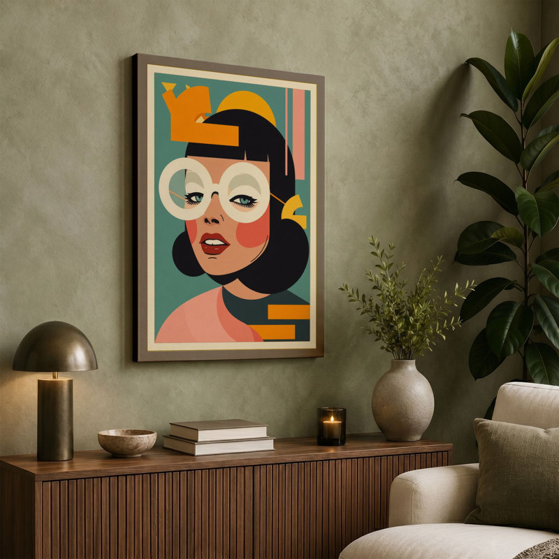 Portrait Art Deco - Wrapped Canvas, 36x24 - 91.4 x 61.0 cm, Cream Border