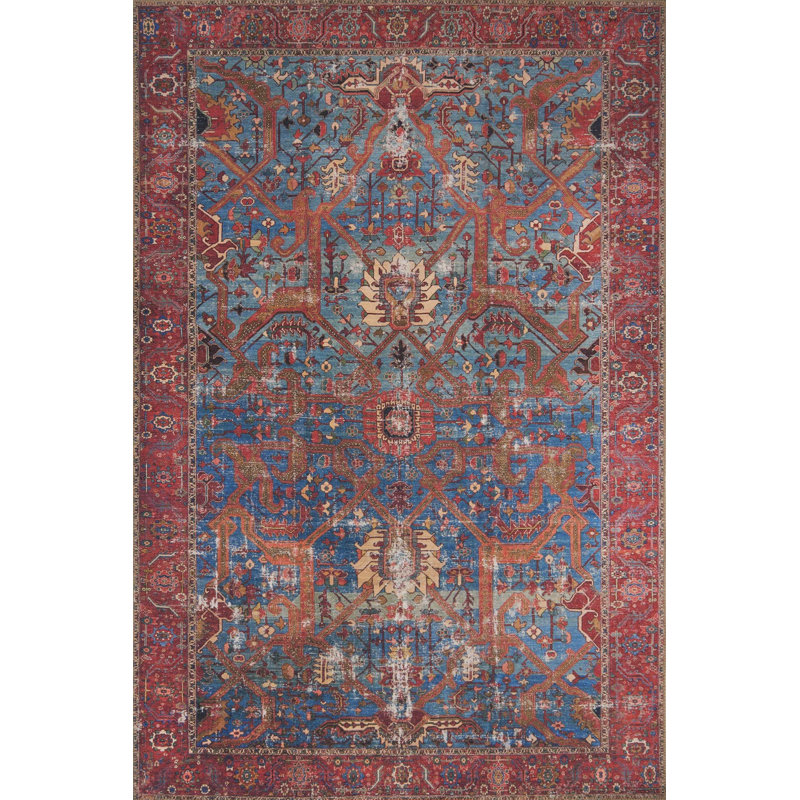 Tapis bleu / rouge Daleigh, Rectangle 2 pi 3 po x 3 pi 9 po