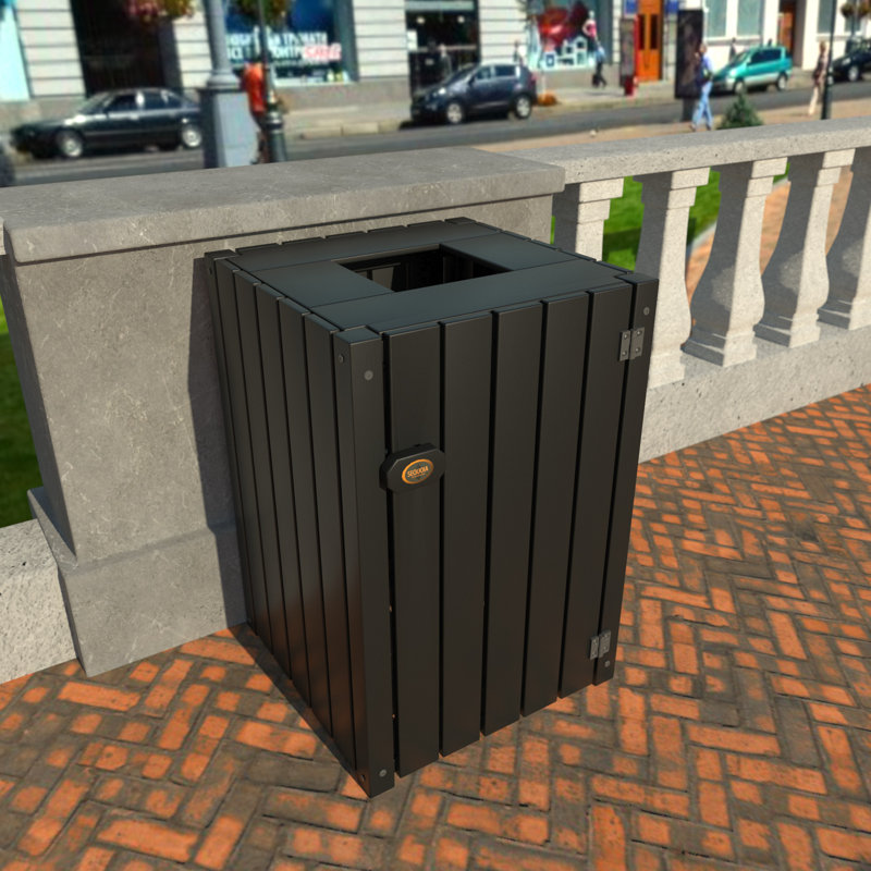 40 Gallon Open Trash Can, Black