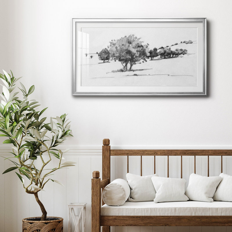 Treeline Sketch I - reproduction encadrée de qualité supérieure - prête à être accrochée, H 14,5 po x l 26,5 po x P 1 po