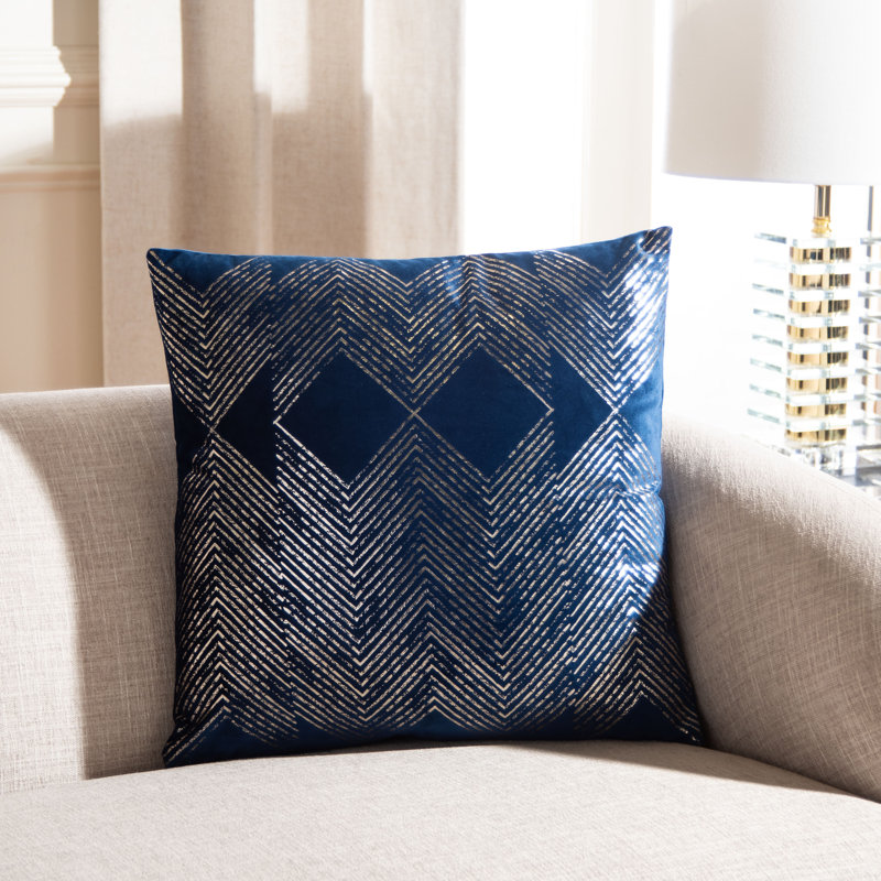 Sarla 19" Navy and Grey Square Accent Pillow