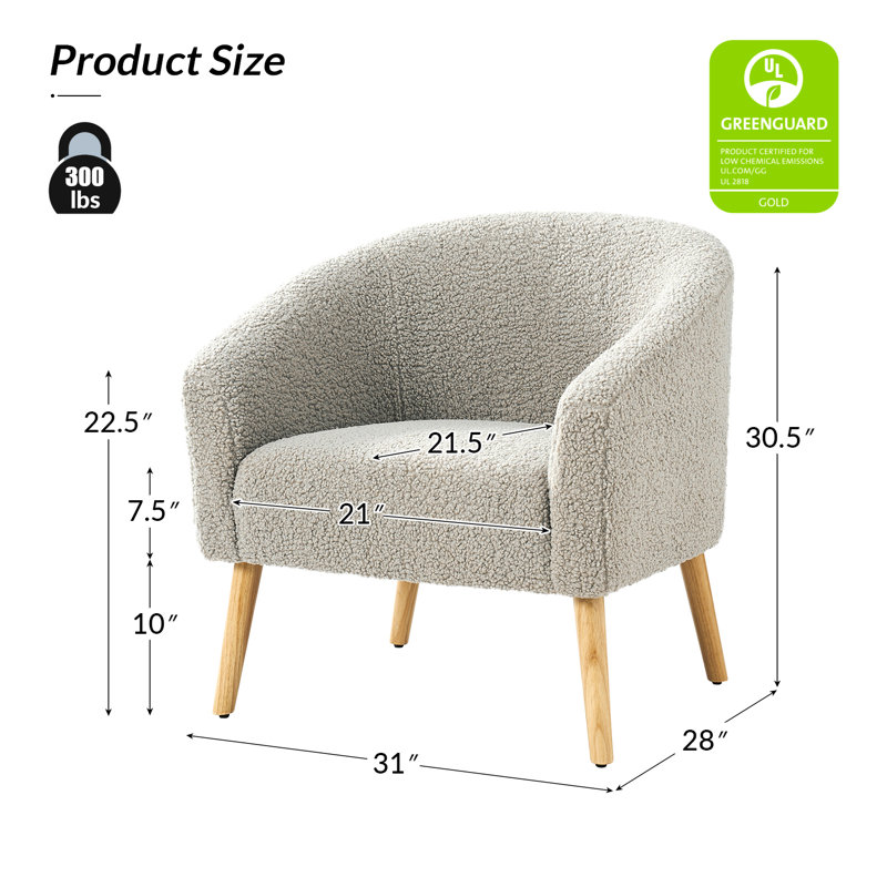 Brexley Modern 31" W Boucle Armchair, Gray Polyester