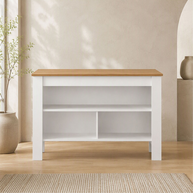 Îlot de cuisine à rangement ouvert, 35.4" H x 54.4" W x 25.2" D
