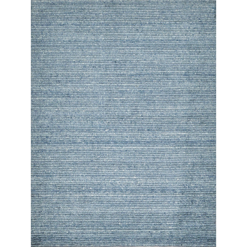 Kaza Wool Striped Area Rug in Blue, Rectangle 10' x 14'
