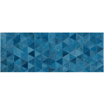 Trilogia Cowhide Geometric Area Rug in Dark Blue