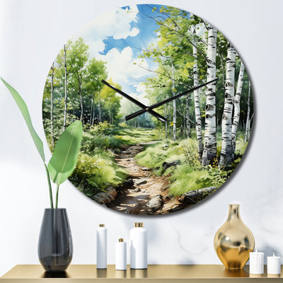 Horloge murale Birch Woods Whispering Winds