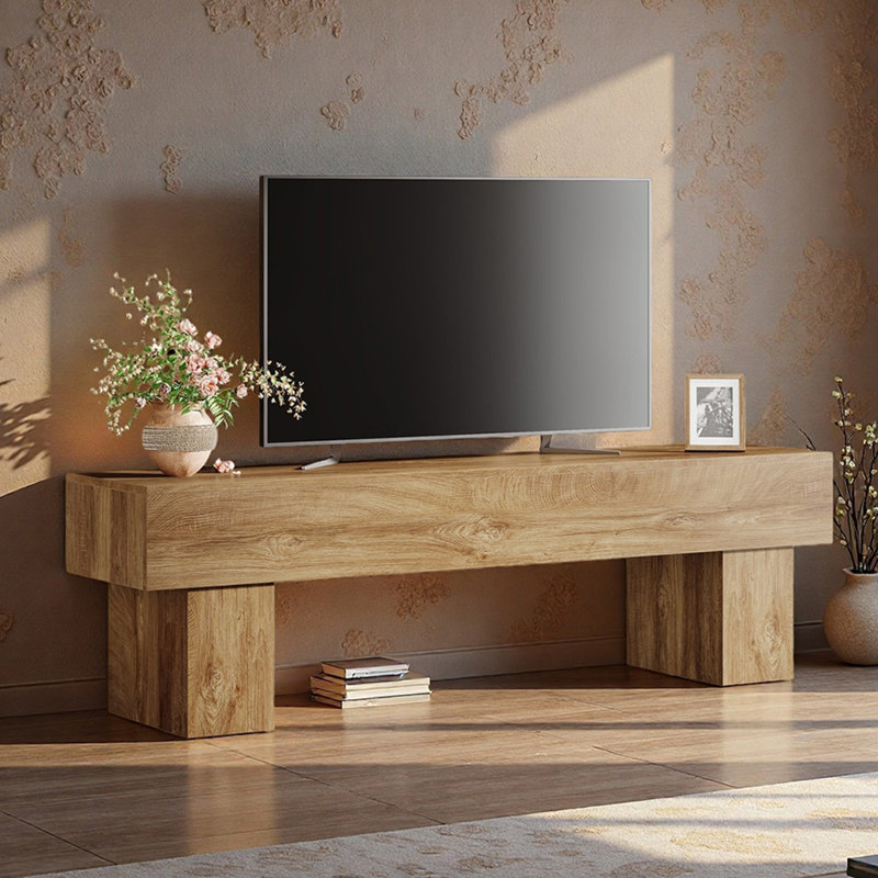 63" TV Stand, Farmhouse Entertainment Center, Brown