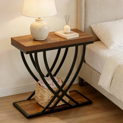 Table d'appoint moderne, table de chevet à 2 niveaux, table de bout, table basse