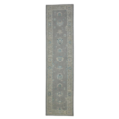 Barbarita One-of-a-Kind 3'1" X 12'3" 2010s Wool Area Rug Gray