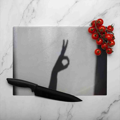Hand Silhouette Glass Chopping Board
